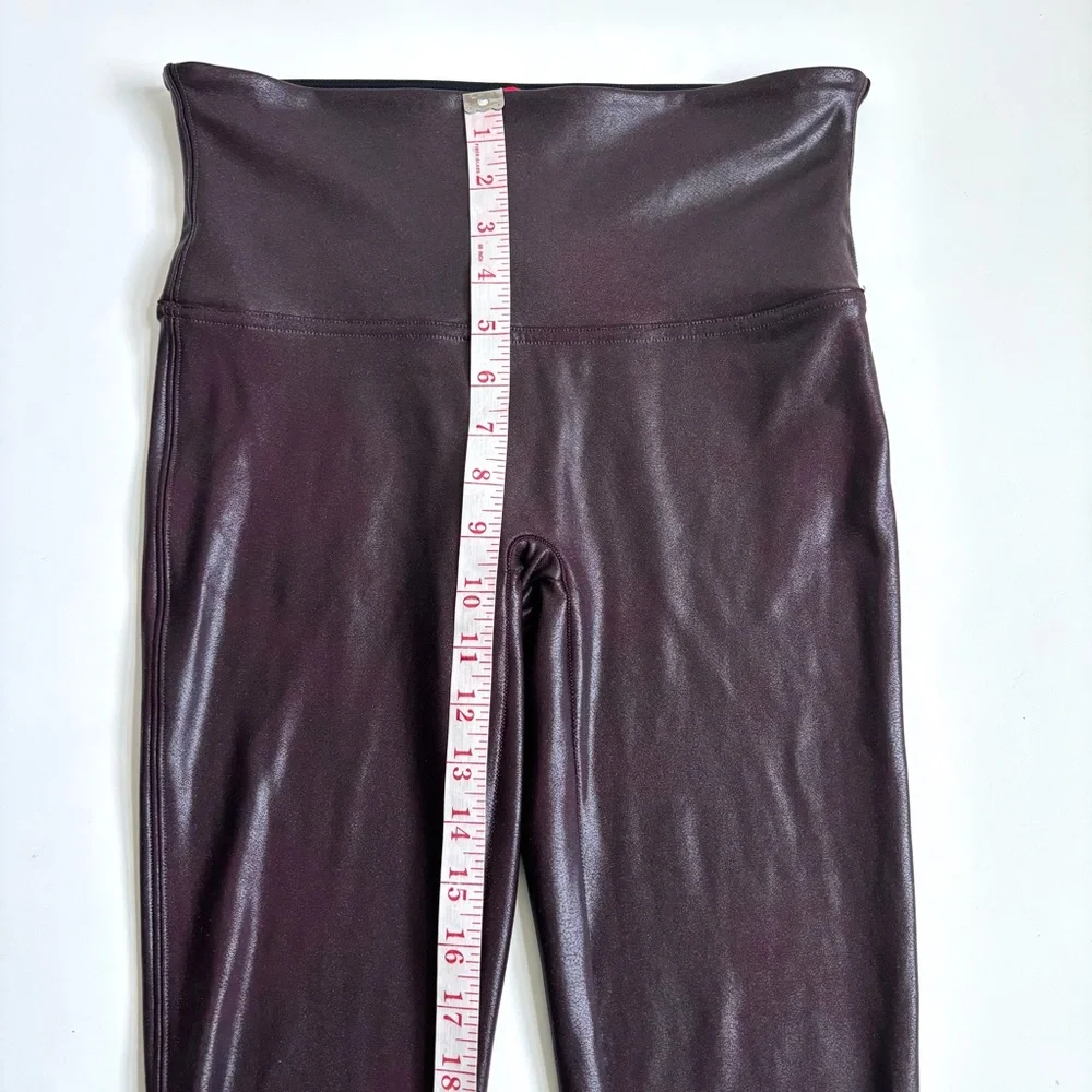 SPANX Faux Leather Leggings High-Waisted Wine Burgundy Size Large - Picture 11 of 16